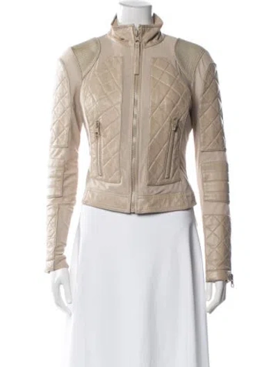 Pre-owned Blanc Noir Leather Biker Jacket In Neutral