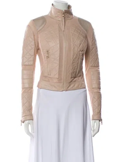 Pre-owned Blanc Noir Leather Biker Jacket In Neutrals