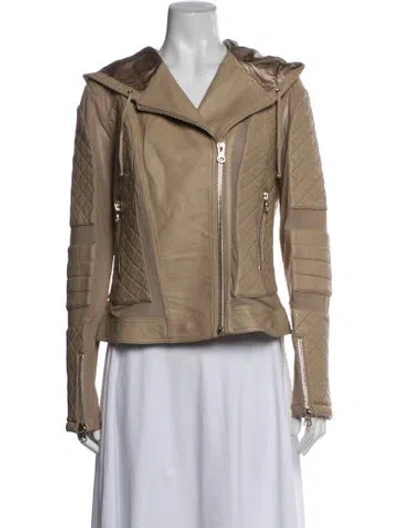Pre-owned Blanc Noir Leather Biker Jacket In Neutrals