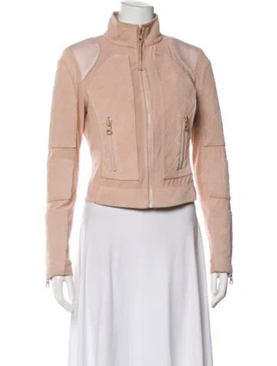 Pre-owned Blanc Noir Leather Biker Jacket In Pink
