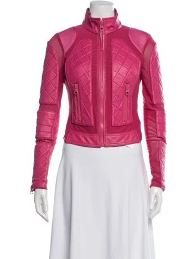 Pre-owned Blanc Noir Leather Biker Jacket In Pink