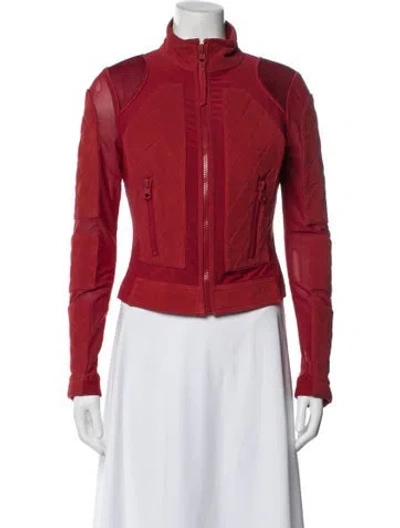 Pre-owned Blanc Noir Leather Biker Jacket In Red