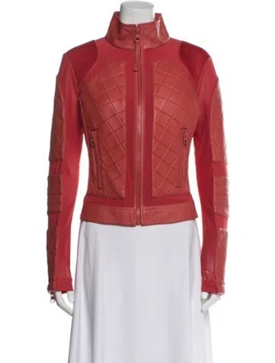 Pre-owned Blanc Noir Leather Biker Jacket In Red