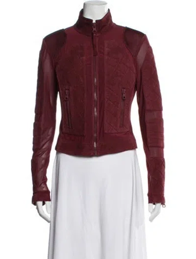 Pre-owned Blanc Noir Leather Biker Jacket In Red