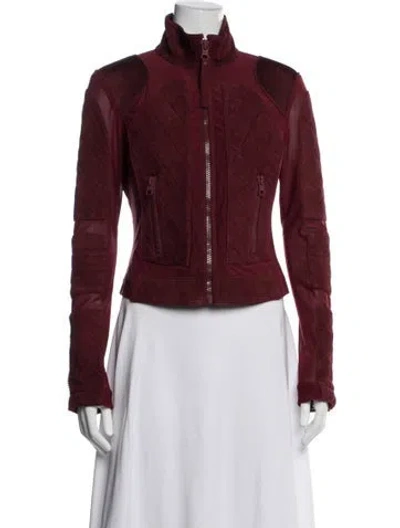 Pre-owned Blanc Noir Leather Biker Jacket In Red