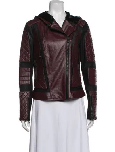 Pre-owned Blanc Noir Leather Biker Jacket In Red