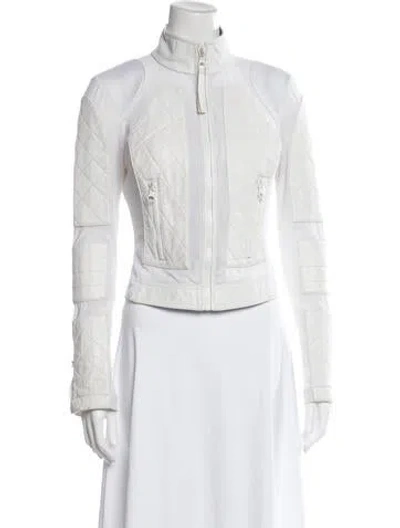 Pre-owned Blanc Noir Leather Biker Jacket In White