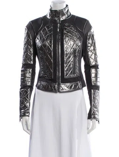 Pre-owned Blanc Noir Leather Jacket In Gray