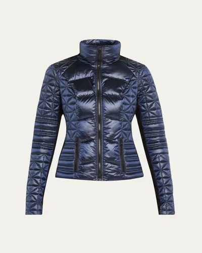 Blanc Noir Lightweight Packable Puffer Jacket In Navy