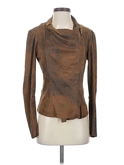 Pre-owned Blanc Noir Long Sleeve Top Brown Cowl Neck Tops
