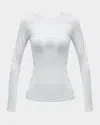 Blanc Noir Magnetic Mesh Inset Top In White