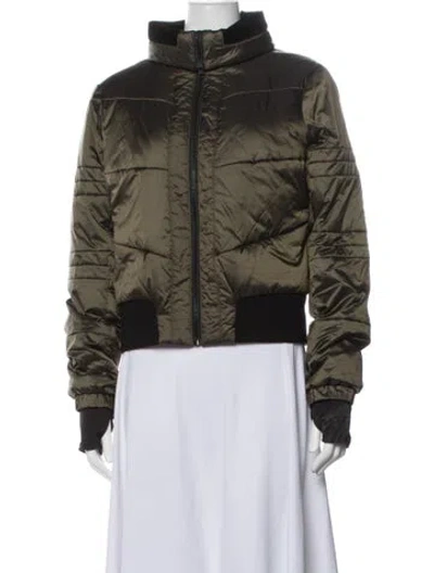 Pre-owned Blanc Noir Nylon Bomber Jacket In Green