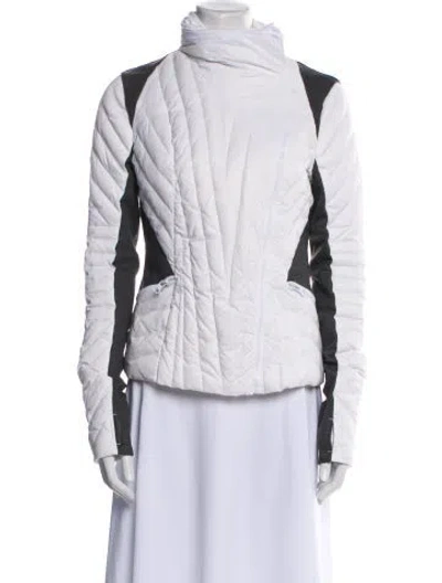 Pre-owned Blanc Noir Nylon Colorblock Pattern Down Coat In White