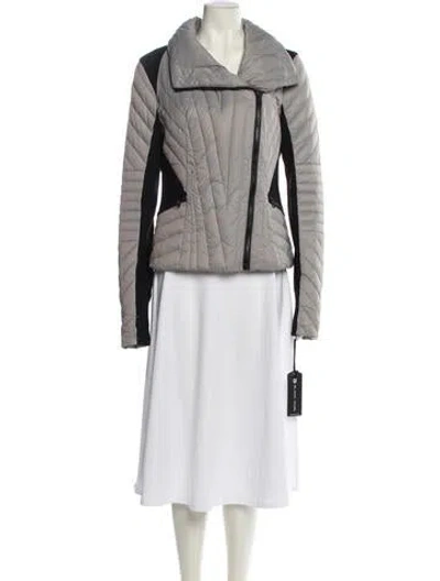 Pre-owned Blanc Noir Nylon Colorblock Pattern Down Jacket In Gray