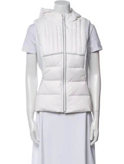 Pre-owned Blanc Noir Nylon Striped Down Coat In White