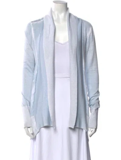 Pre-owned Blanc Noir Open Front Sweater In Blue/white