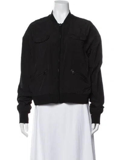 Pre-owned Blanc Noir Silk Bomber Jacket In Black