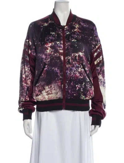 Pre-owned Blanc Noir Silk Tie-dye Print Bomber Jacket In Red