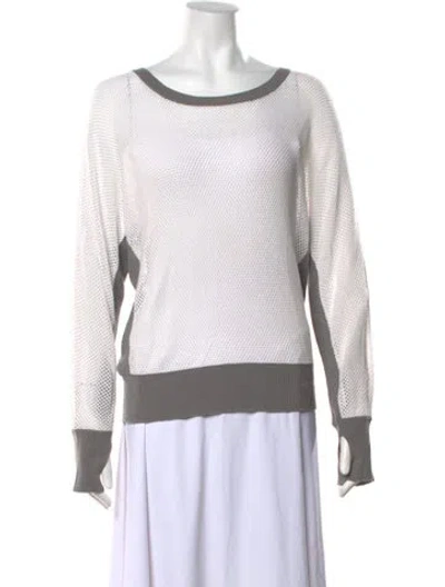 Pre-owned Blanc Noir Striped Crew Neck Sweater In White
