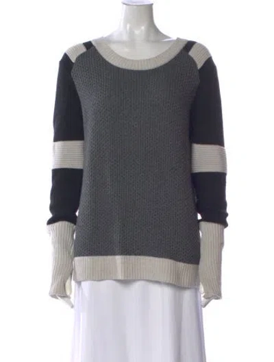 Pre-owned Blanc Noir Striped Scoop Neck Sweater In Gray