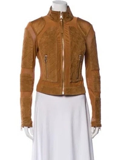 Pre-owned Blanc Noir Suede Biker Jacket In Brown