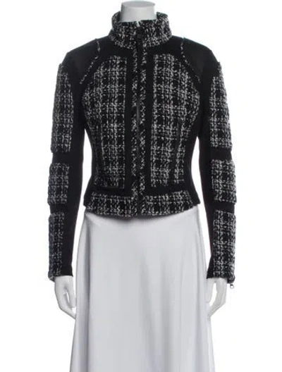 Pre-owned Blanc Noir Tweed Pattern Jacket In Black