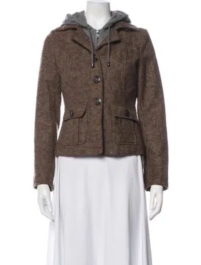 Pre-owned Blanc Noir Tweed Pattern Jacket In Brown
