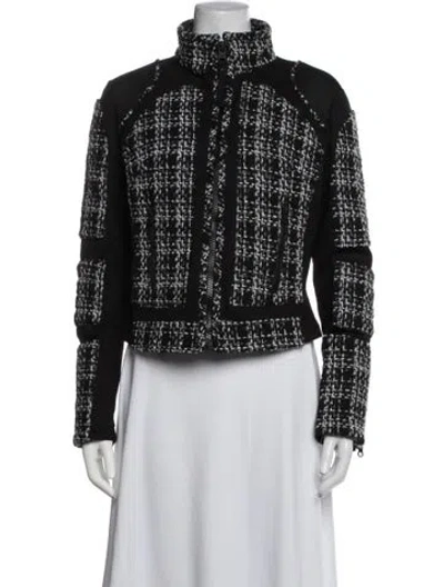 Pre-owned Blanc Noir Tweed Pattern Jacket W/ Tags In Black