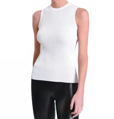 Blanc Noir Two Tone Rib Tank In Bright White
