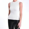 Blanc Noir Two Tone Rib Tank Top In Bright White In White