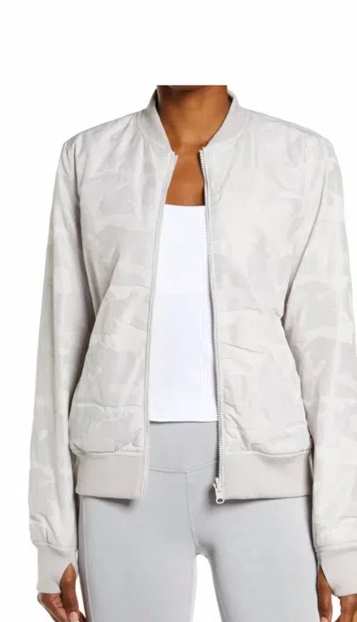Blanc Noir Women's Reversible Bomber Jacket In Light Grey Camo In Multi