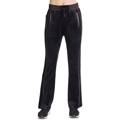 Blanc Noir Womens Velour Smocked Straight Leg Pants In Black