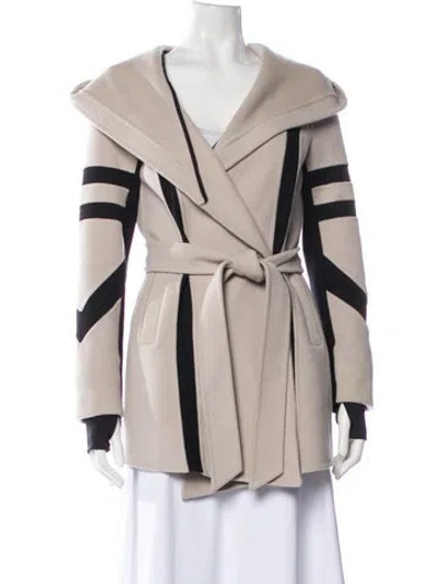 Pre-owned Blanc Noir Wool Colorblock Pattern Coat In Neutral