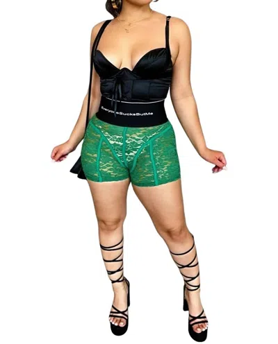 Blanc Tell It Like It Is High Rise Lace Shorts In Green