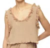 Blanca Boho Crop Top In Beige In Brown