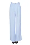 Blanca Linen-blend Trousers In Light Blue