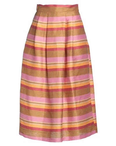 Blanca Luz Woman Midi Skirt Fuchsia Size 6 Linen, Nylon In Pink