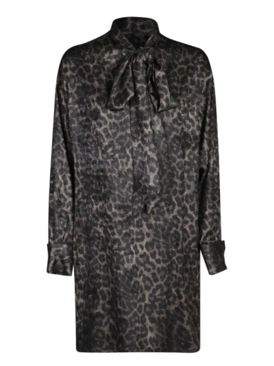 Blanca Vita Acorus Leopard-print Mini Dress In Black