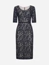 Blanca Vita Blue Lace Midi Dress In Navy