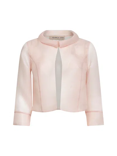 Blanca Vita Bainka Funnel-neck Three-quarter Sleeve Jacket In Pink