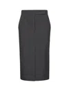 Blanca Vita Anthracite Stretch Cady Galizia Midi Pencil Skirt