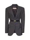 Blanca Vita Anthracite Stretch Canvas Gasteria Belted Blazer