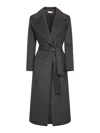 Blanca Vita Anthracite Wool Blend Calistea Wrap Coat In Black