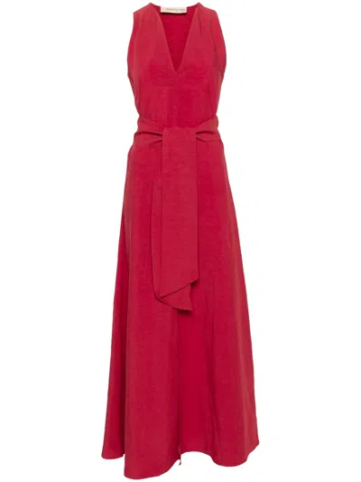 Blanca Vita Aralia Belted Maxi Dress In Red