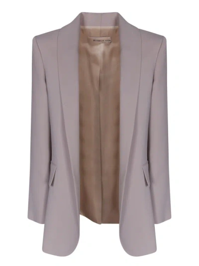 Blanca Vita Beige Fluid Shawl Jacket In Grey