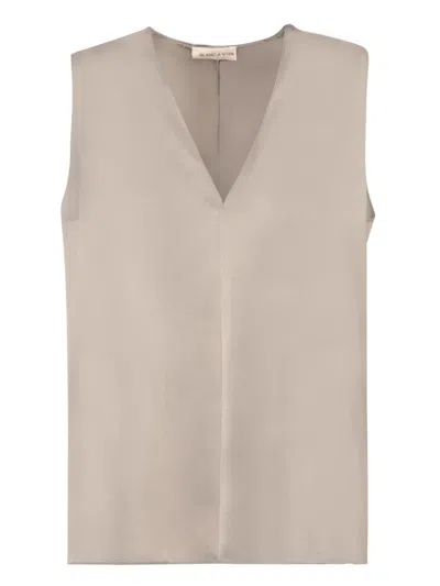 Blanca Vita Beige Relaxed Fit Top In Neutrals