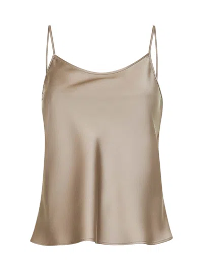 Blanca Vita Beige Satin Cante Camisole Top