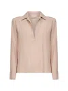 Blanca Vita V-neck Buttoned-cuff Top