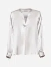 Blanca Vita Beige Stretch Silk Satin Tradey Tunic
