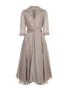 Blanca Vita Beige Striped Cotton And Silk Allia Midi Shirt Dress